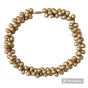 Vintage Gold Tone Matte Chunky Macaroni Choker Necklace Y2K 90's Mob Wife